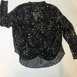 Stylish,Sheer Black with Whimsical White Stars